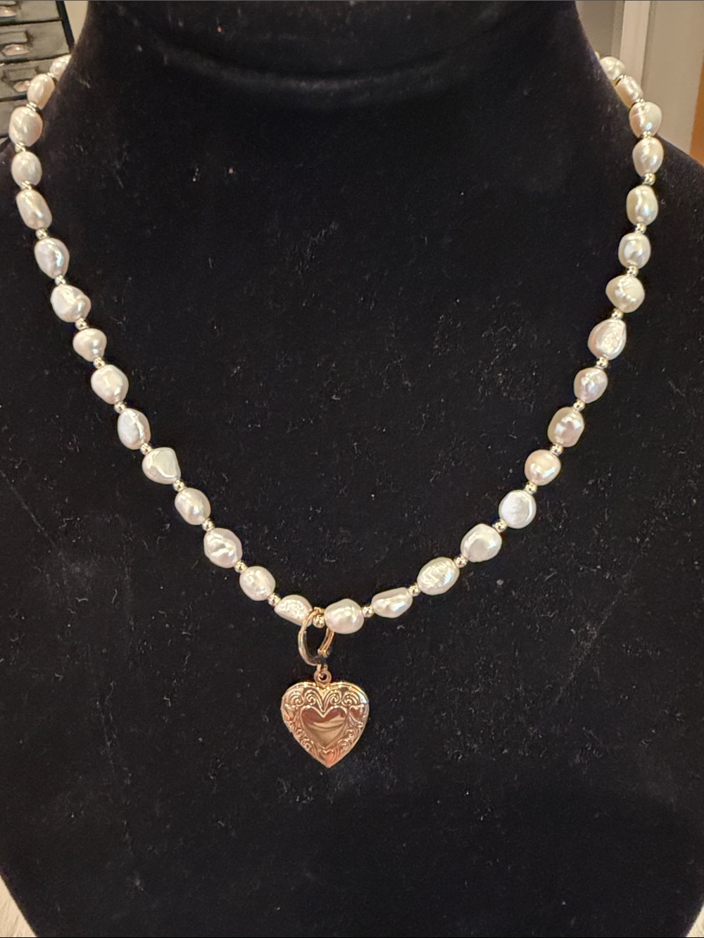 Freshwater Pearl Necklace with Gold Toggle Clasp - White